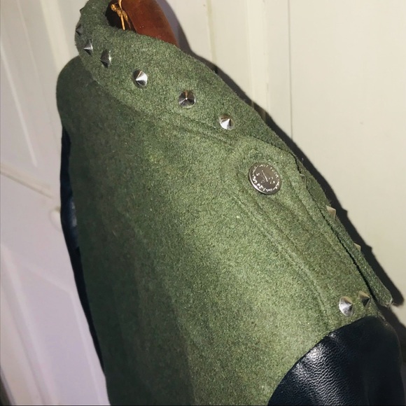 Rare L2 Faux Leather Jacket with Wool-Dark Olive - Picture 6 of 14